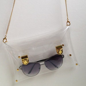 Medium Transparent Clear Clutch With String Chain for Shoulder & Strap ...