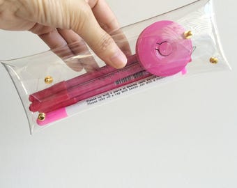 Handmade Clear Vinyl Pen Case: Transparent Pencil Storage