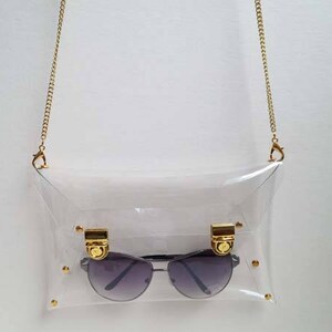 Medium Transparent Clear Clutch With String Chain for Shoulder & Strap ...