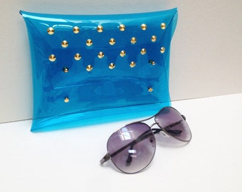 Handmade Clear Vinyl Studded Clutch: Medium Party Purse