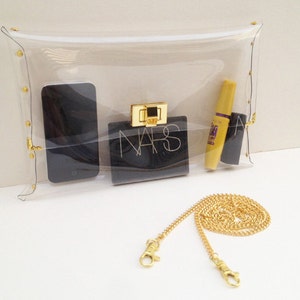 Cartera de lujo transparente con cadena para el hombro, monedero transparente de lujo, bolso de mano, bolso, monedero (tamaño grande)