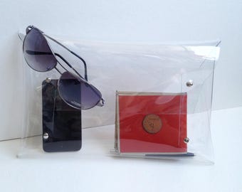 Clear Vinyl Envelope Clutch: Handmade Transparent Bag