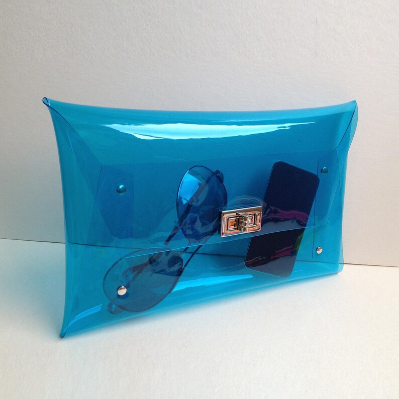 Bolso transparente hecho a mano: Monedero azul transparente imagen 8