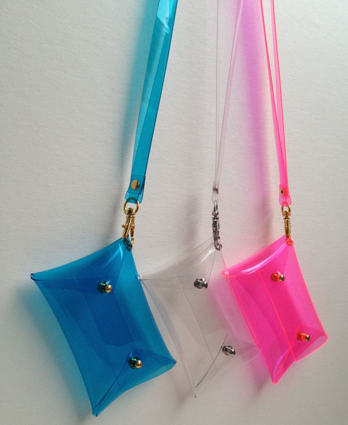 Mini Clutch Card Holder With Neck Strap Chain Clear Purse Etsy