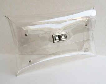 Medium Classic Clutch Bag, Classic Clutch Purse, Clutch, Clear Clutch, Party Clutch, Summer Clutch, Transparent Clutch Bag,/ Medium/ Nickel