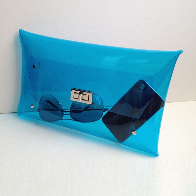 Bolso transparente hecho a mano: Monedero azul transparente imagen 10