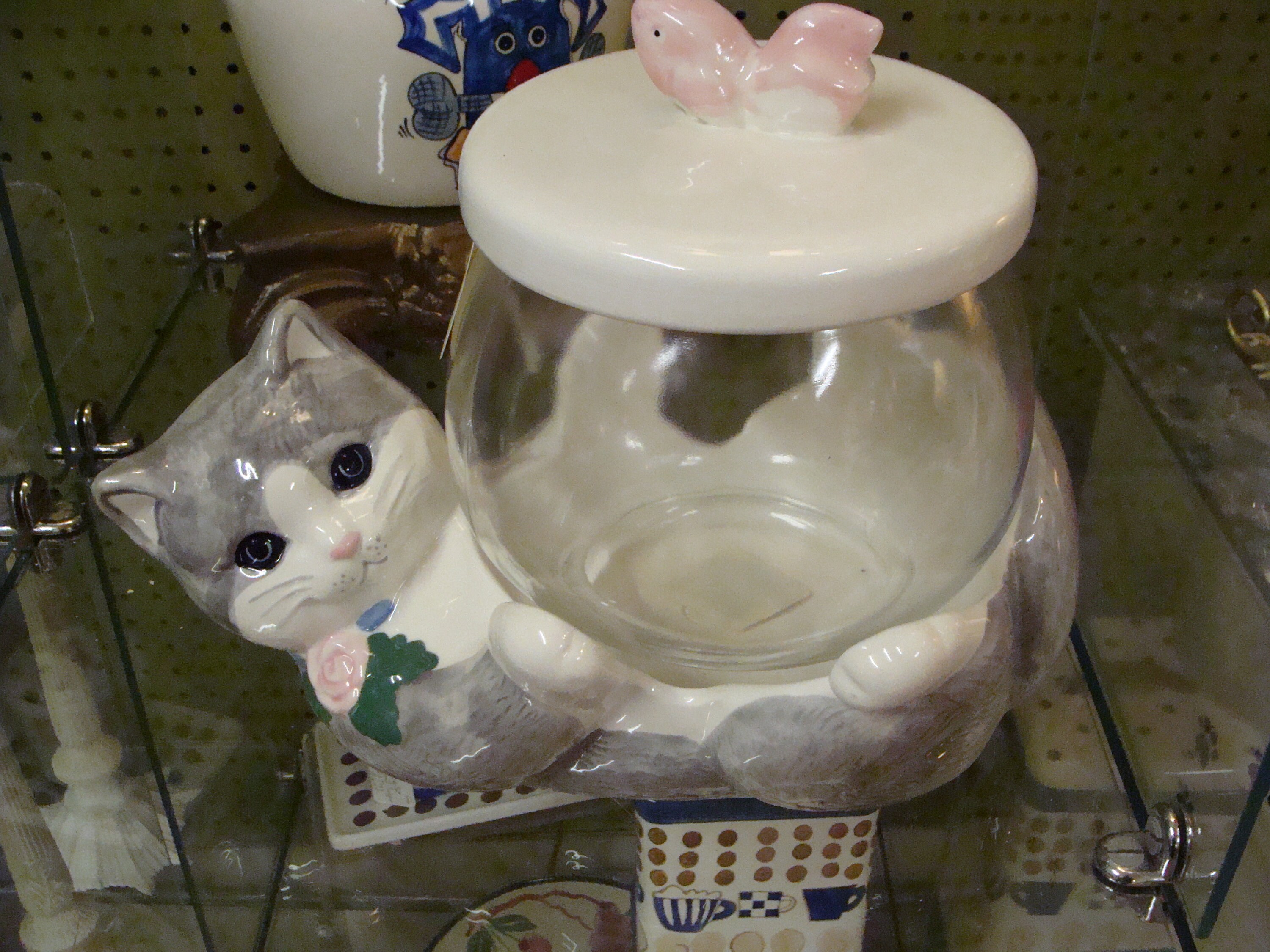 Cat Holding Jar Treat Jar With Lid Reclining Cat Glass Jar Etsy Israel