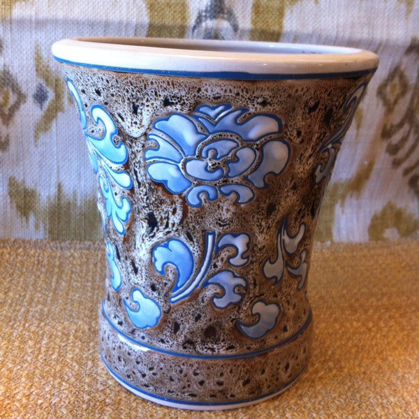 Vase, 6 inches Tall, Raised Relief Design, Vase 5 inches Across Opening