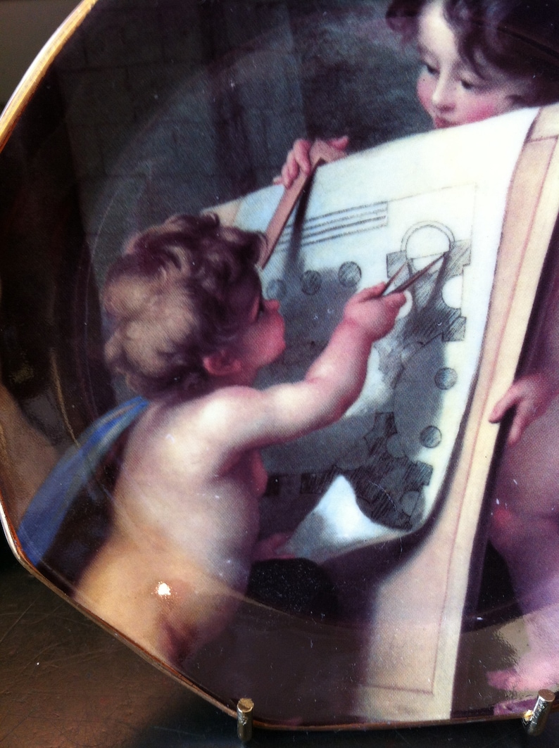 Cherub Artist Sweet 5.5 Angelic Tray with Gold Trim Bone China Made in England
