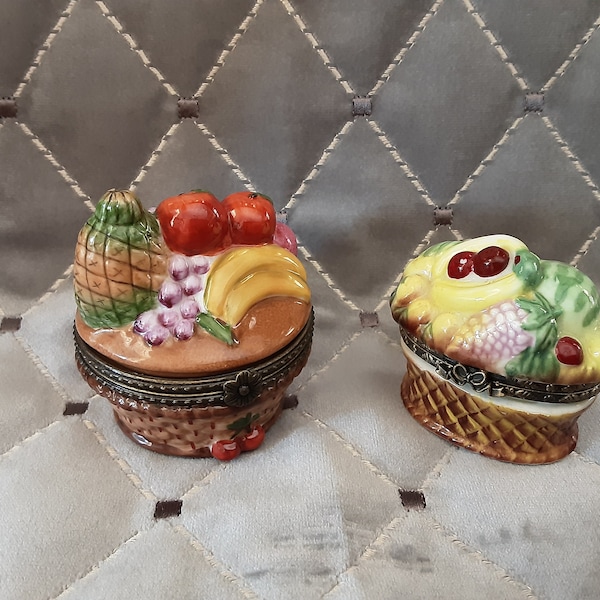 Hinged Keepsake Boxes, Fruit Designs, Porcelain