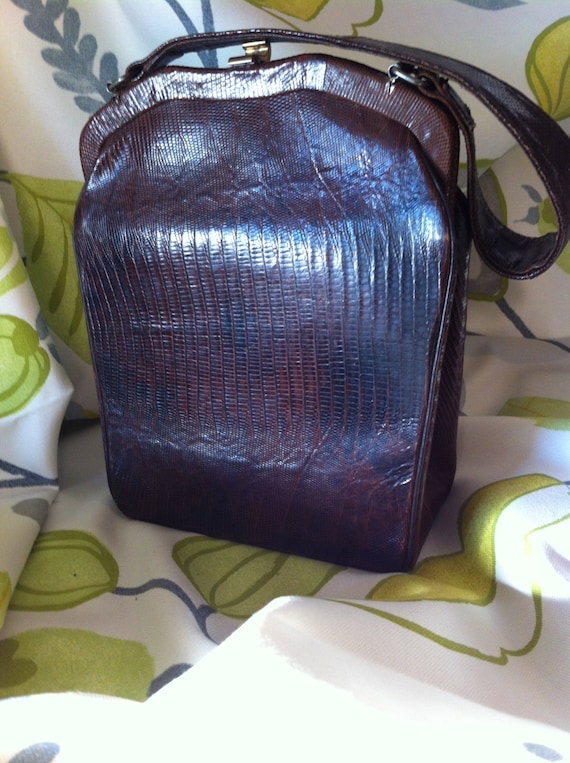 Vintage Sterling Handbag, Lizard Skin Handbag, Vin