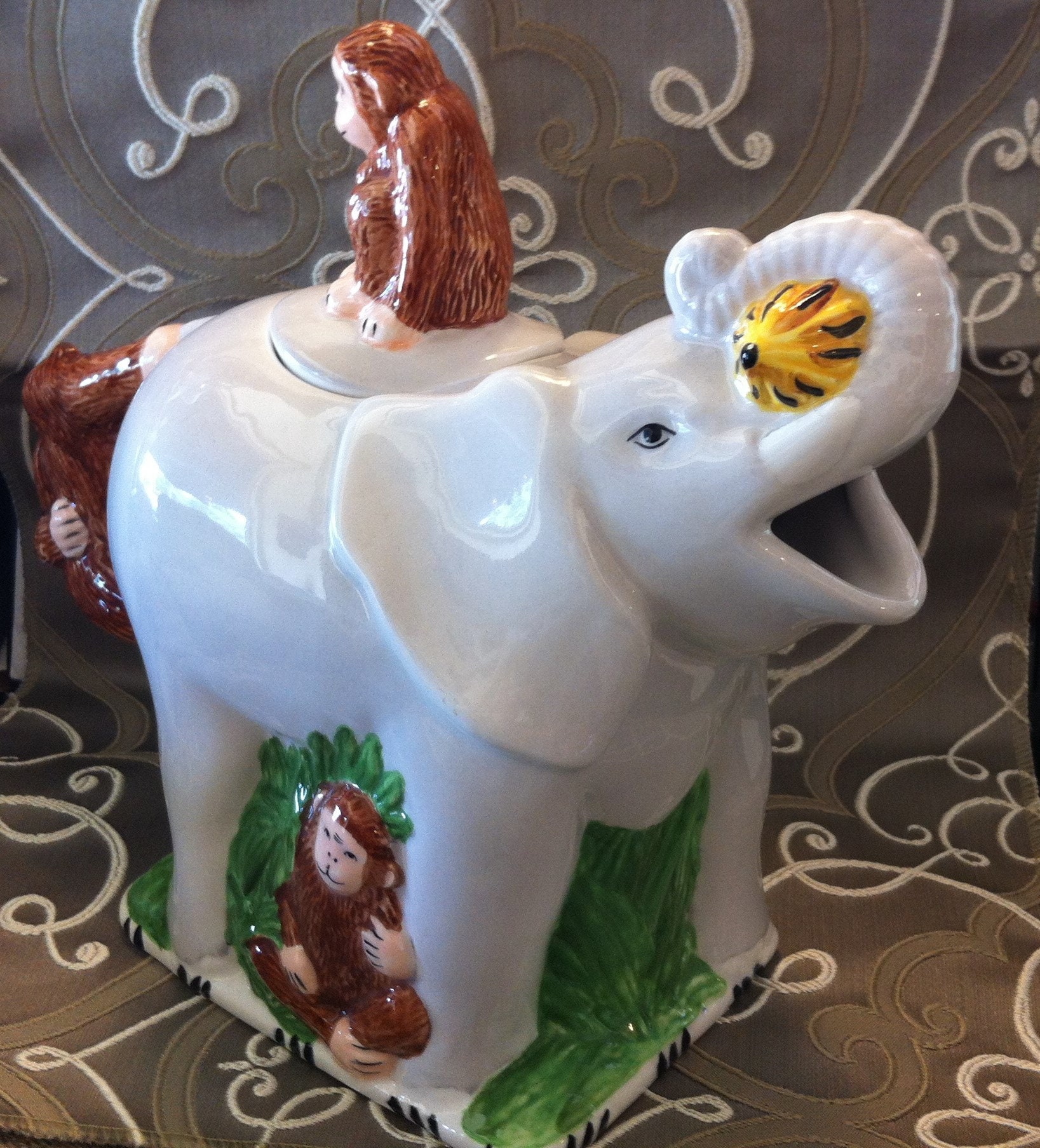 Elephant Tea Pot Elephant & Monkeys Large Tea pot 8.5 X 10.5 Etsy.de