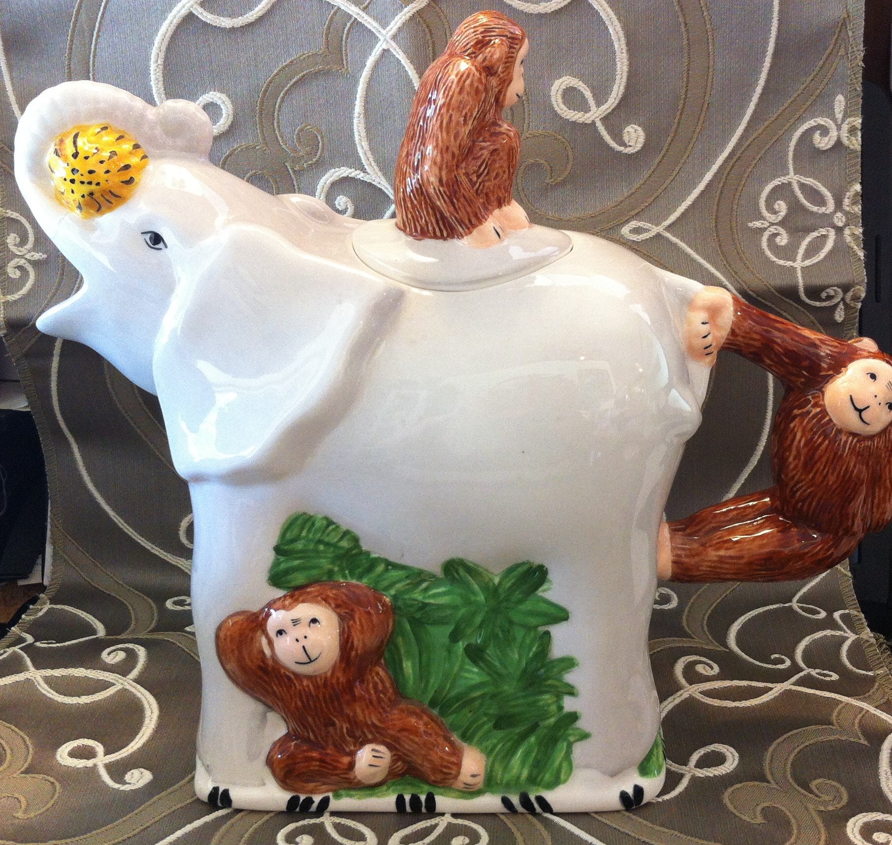 Elephant Tea Pot Elephant & Monkeys Large Tea pot 8.5 X 10.5 Etsy.de