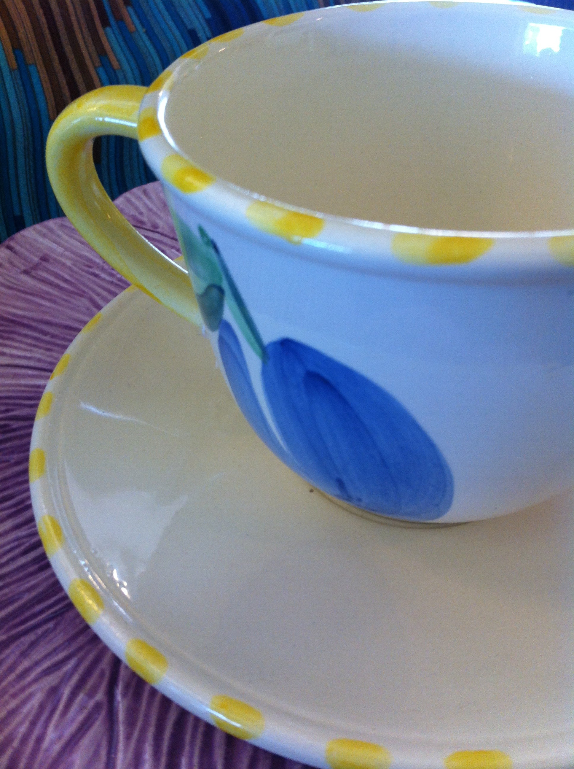Cup & Saucer From Portugal, Extra Large Cup for Soup With Saucer Plate