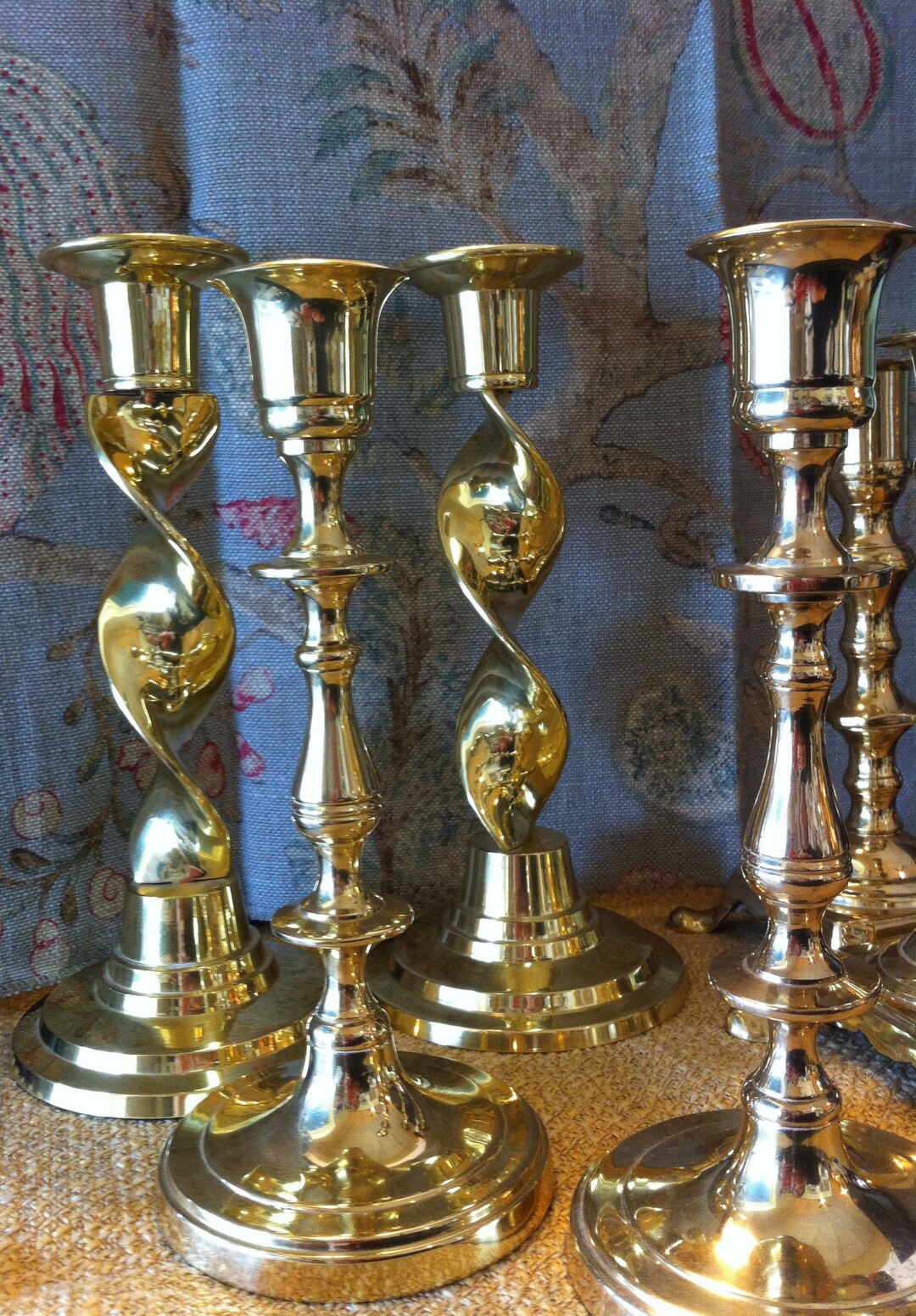 Set of 8 Sturdy Brass Candle Followers, Candle Toppers for 1