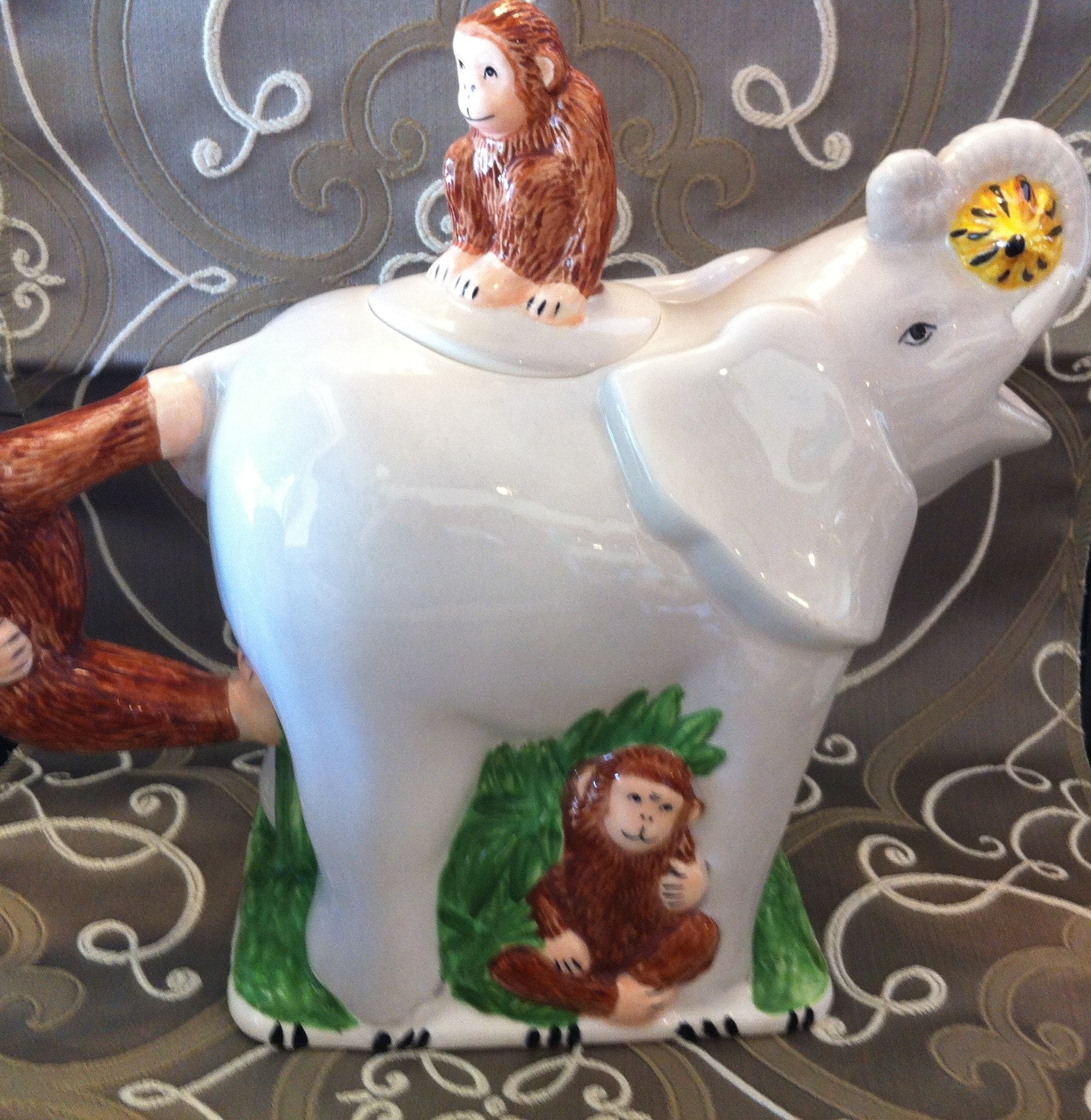 Elephant Tea Pot Elephant & Monkeys Large Tea pot 8.5 X 10.5 Etsy.de