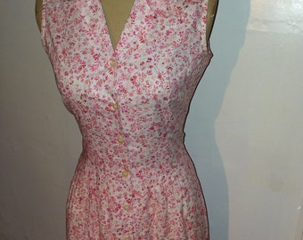 Liz Claiborne 90s Vintage floral sleeveless shirt dress petite