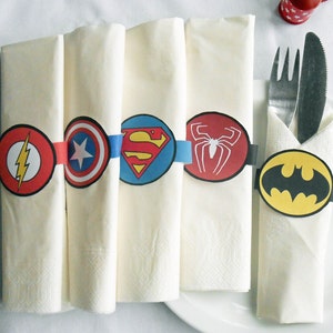 Kies je eigen superhelden en stripfiguren voor papieren/karton servetringen voor kinderfeestjes (of volwassenen!)