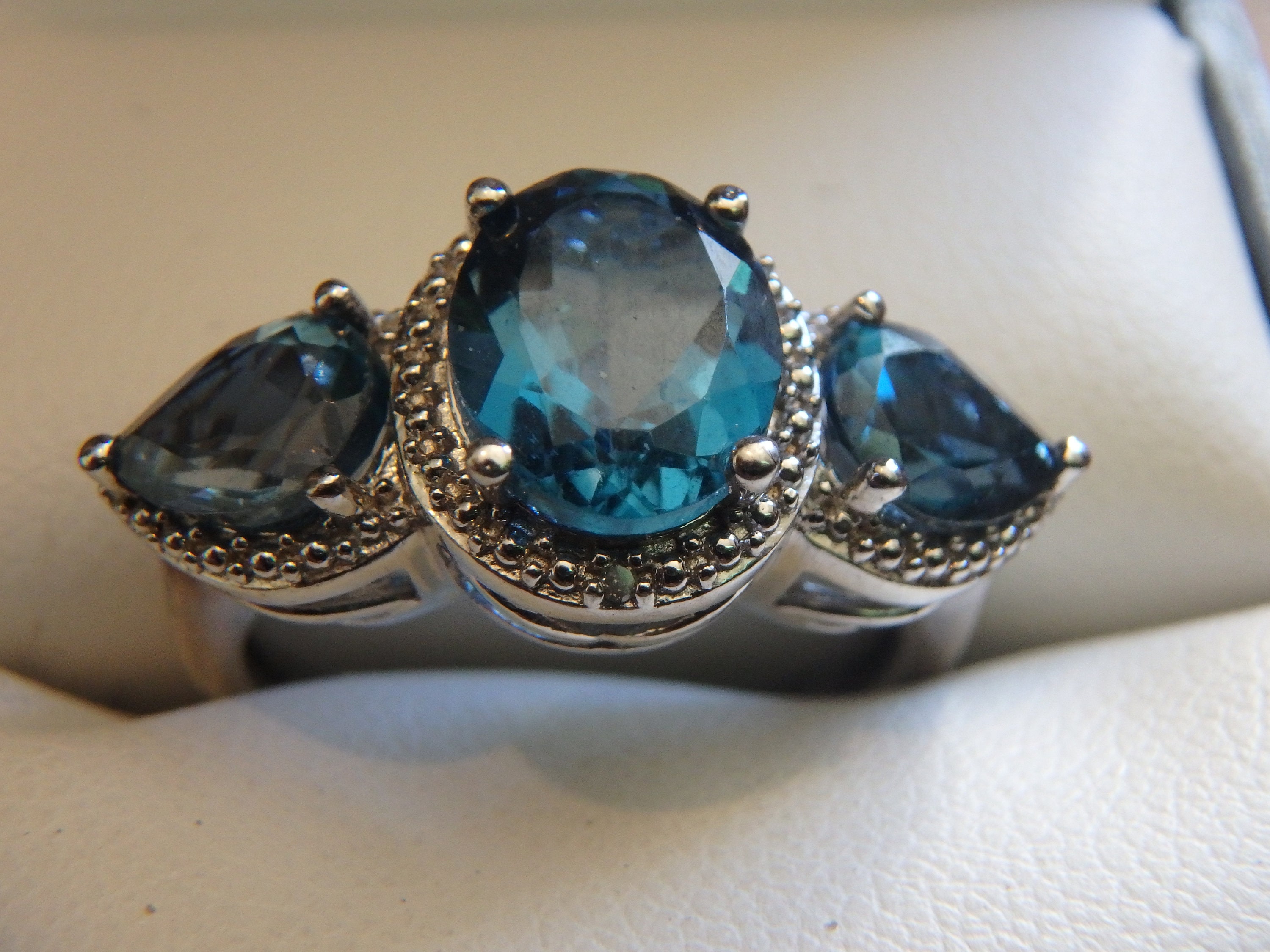 SAI Signed Sterling Silver 925 London Blue Topaz Oval Pear 3