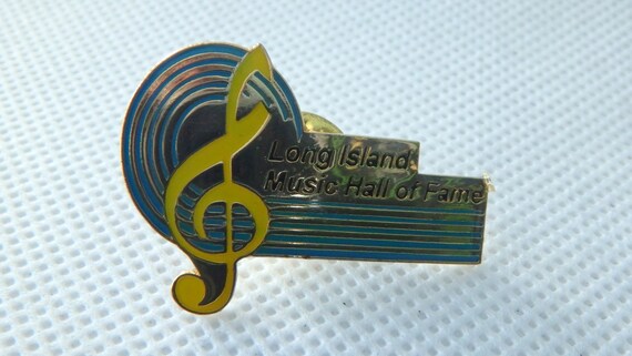 vintage long island music hall of fame pin tie ta… - image 1