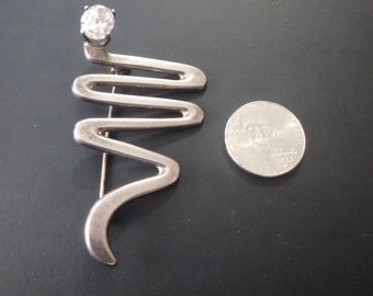 【保証書付】 Zig Silver Sterling Vintage Zag CZ Clear Large W/ Brooch アンティーク雑貨