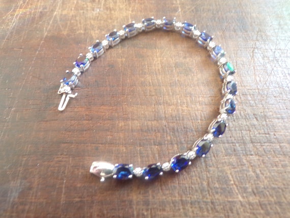 sterling silver 925 oval sapphire tennis bracelet… - image 7