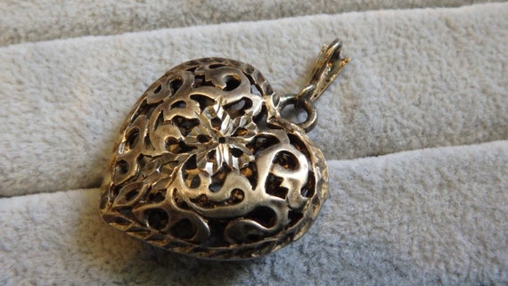 large vintage sterling silver 925 heart swirl  pe… - image 3