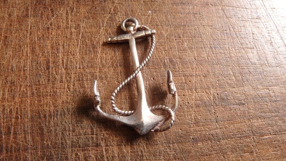 vintage large anchor STERLING SILVER 925 Pendant - image 1