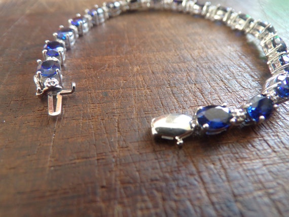 sterling silver 925 oval sapphire tennis bracelet… - image 3