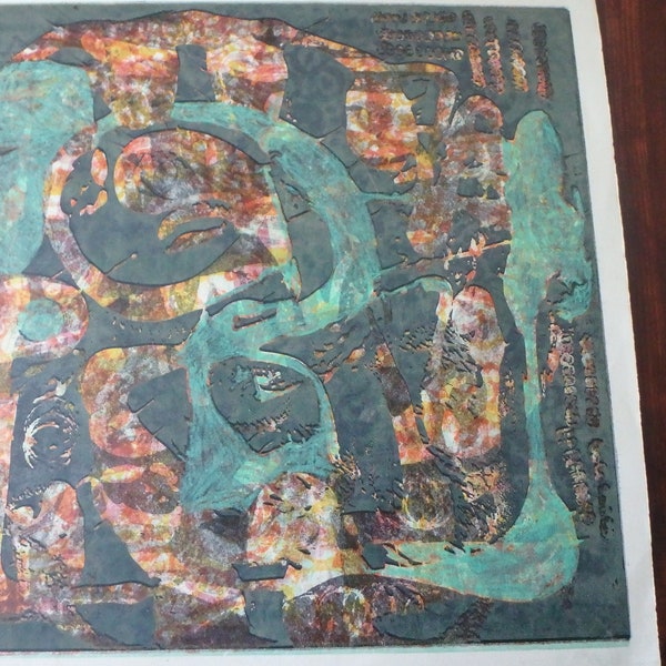 Giclee Ahuvah Bebe Dushey Israeli American 1922 - 2000  abstract unframed RARE