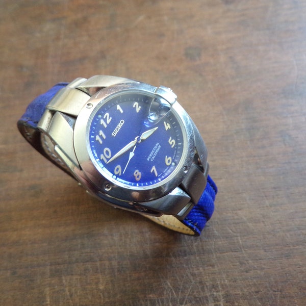 Seiko 8F32-0029 PERPETUAL CALENDAR  men's watch stainless blue