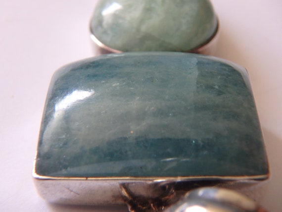 large vintage larimar sterling silver 925 pendant - image 5