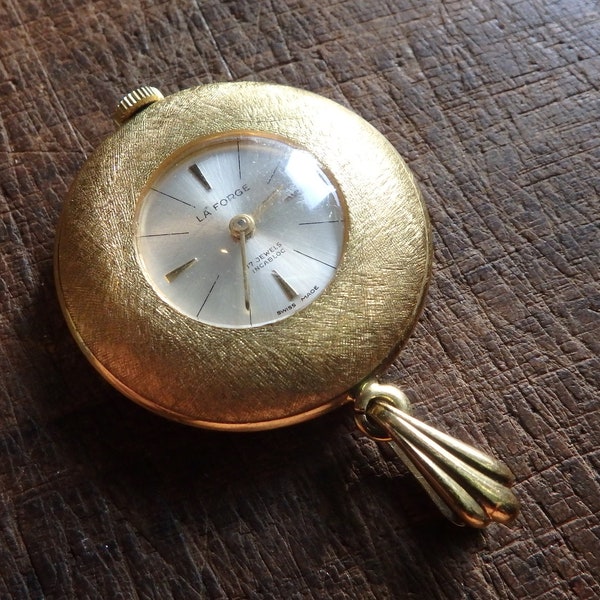 vintage la forge gold filled pendant watch 17 jewel cowie & co. movement