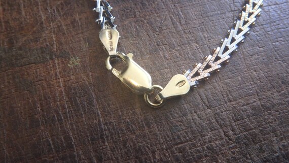 レア MILOR イタリア ヴィンテージ BRONZO ITALIA ロープチェ Milor Italy 925 Sterling Silver Tri Color Chevron Necklace