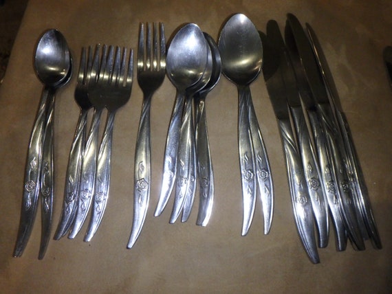 Gracious Rose Stainless Steel Flatware Salad Forks from Tiawan 3 Pieces as pictured