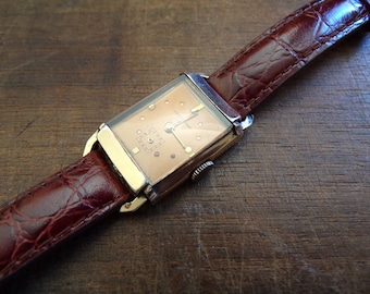 Vintage 1940's Jackson 17 jewels tank watch 10k gold filled men's or ladie's watch