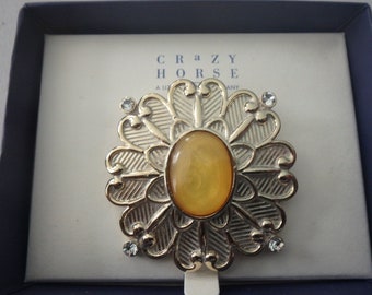 vintage Liz Claiborne  CRaZY Horse brooch rhinestones