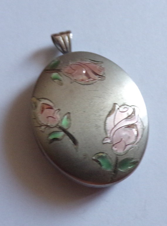 vintage sterling silver PPC 925 marked locket enam