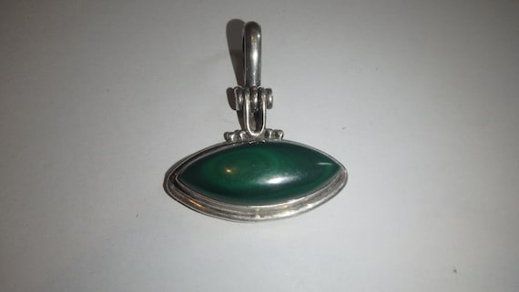 vintage malachite pendant sterling silver 925 - image 2