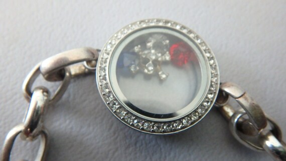 Vintage Original Origami Owl 7 Bracelet With Crystal Locket Silver Tone