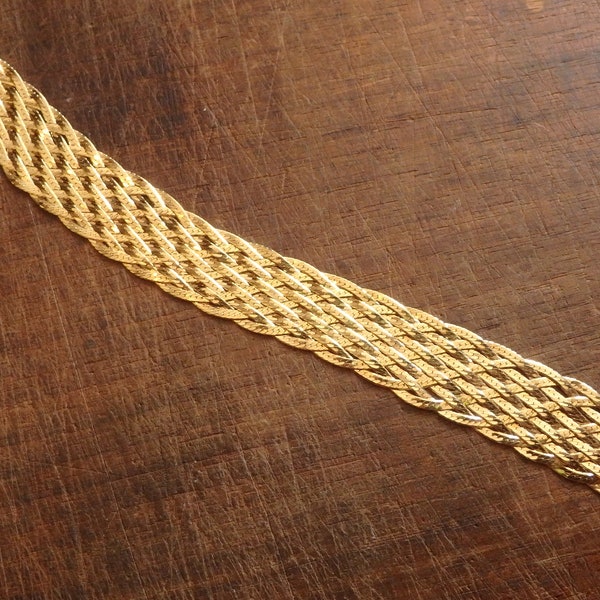 LIRM designer signed 7 inch woven mesh bracelet chunky 925 gold over silver