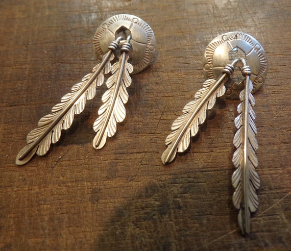 vintage native American feather sterling silver C… - image 1