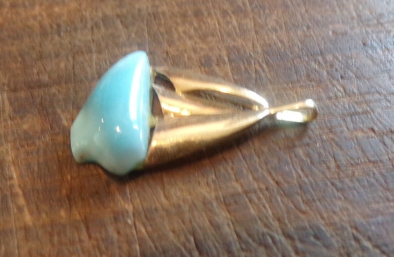 beautiful 14k gold larimar sailboat pendant - image 3