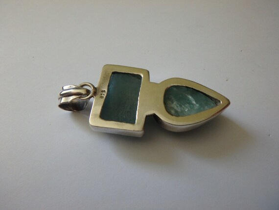 large vintage larimar sterling silver 925 pendant - image 3