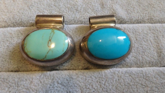 925 sterling silver vintage Mexico faux turquoise… - image 1