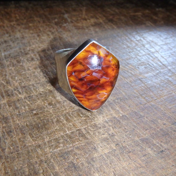 DTR JAY KING amber shield band sterling silver ri… - image 5