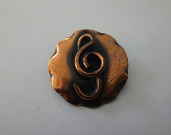 vintage copper brooch pin circle