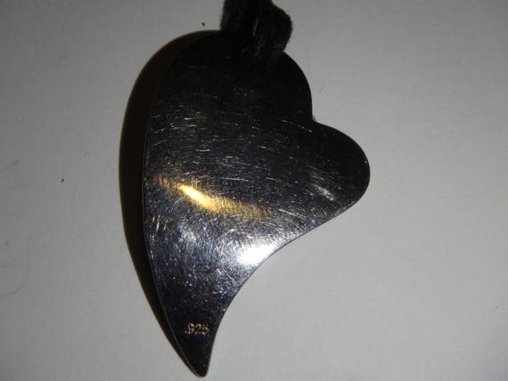 heavy sterling silver heart mother of pearl heart… - image 4
