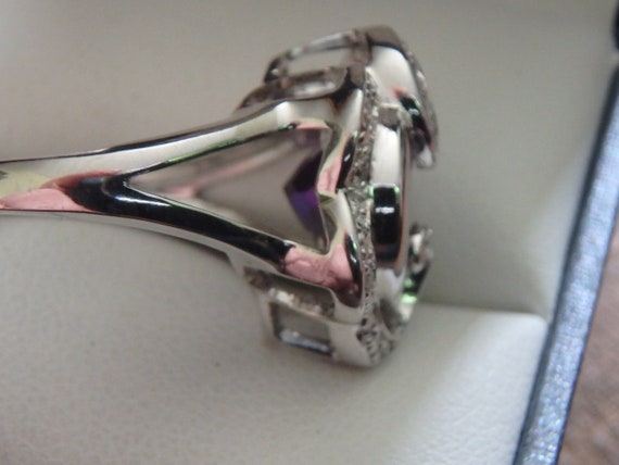 amethyst & moissanite  925 sterling silver ring s… - image 7