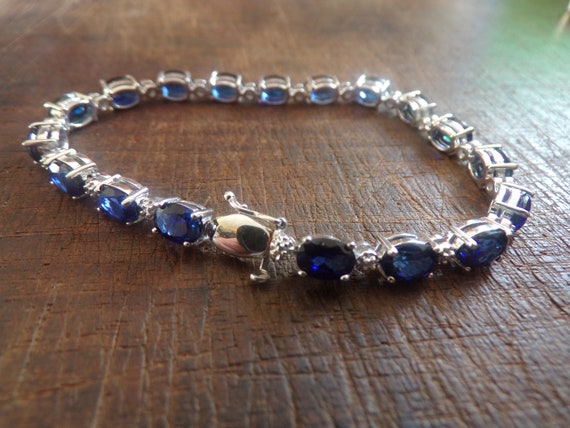 sterling silver 925 oval sapphire tennis bracelet… - image 6